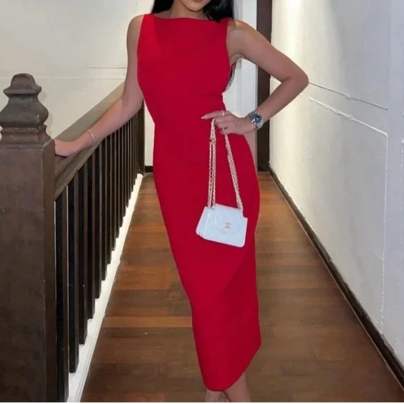 Zara Red Midi Dress - Picture 2 of 11